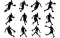 Vector set of Basketball players silhouettes, Man basketball player silhouette vector Royalty Free Stock Photo