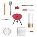 Vector set of BBQ or grill tools. Isolated on white background.