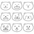 Vector set of bear face