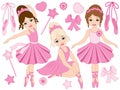 Vector Set of Beautiful Ballerinas Dancing