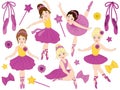 Vector Set of Beautiful Ballerinas Dancing