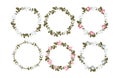 Vector set of beautiful floral wreaths.