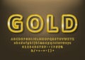Vector set of beautiful premium gold outlines alphabet letters, numbers. Vector illustration