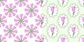 Beautiful seamless floral patterns with pink tulips set in vector. Royalty Free Stock Photo