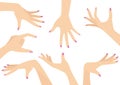 Vector Set of Beautiful Woman Hands