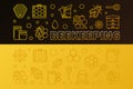 Vector set of 2 beekeeping outline colored horizontal banners