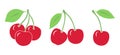 Vector Set of berries, a cherry, couple of cheries, a bunch - colorful icons on white background images Royalty Free Stock Photo