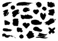 Vector set of Black Brush Modern Strokes On White Background. Royalty Free Stock Photo