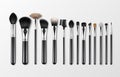 Vector Set of Black Clean Professional Makeup Concealer Powder Blush Eye Shadow Brow Brushes with Black Handles Isolated Royalty Free Stock Photo