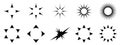 Vector set of black color star sunburst shape icon illustration abstract background art graphic design pattern Royalty Free Stock Photo