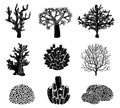 Vector set of black coral silhouettes