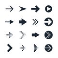 Vector set of black different Arrows Icon Royalty Free Stock Photo