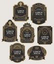 Vector set of black and gold ornate labels Royalty Free Stock Photo