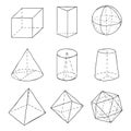 Vector Set of Black Hand Drawn Sketch Geometry Shapes