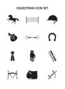 Vector set of black horse equipment icon Royalty Free Stock Photo