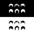 Vector Set of Black Male Hairdresser. Type of Men Hairstyles.