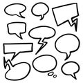 Vector Set of Black Outline Speech Bubbles