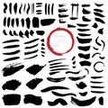 Vector set of black paint, ink brush strokes isolated on white background. Royalty Free Stock Photo