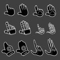 Vector set of black silhouette hand icons, signs isolated