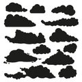 Vector Set of Black Silhouette Shapes of Clouds Royalty Free Stock Photo