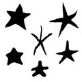 Vector Set of Black Silhouette Starfishes