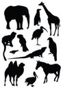 Vector set of black silhouettes of animals Royalty Free Stock Photo