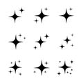 Vector set of black sparkles. Collection of star sparkles symbol