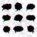 Vector set of black speech bubbles