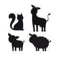 Vector set of black stylized silhouettes of domestic animals Royalty Free Stock Photo