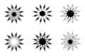 Vector set of black sun stars flower sunburst starburst floral icons decoration illustration abstract background pattern seamless Royalty Free Stock Photo