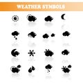 Vector set of black weather symbols