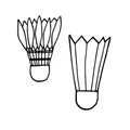 Vector set black and white badminton shuttlecocks with feathers Royalty Free Stock Photo
