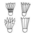 Vector set black and white badminton shuttlecocks with feathers Royalty Free Stock Photo