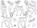 Vector Set of Cartoon Forest Deers