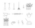 Vector set of black and white garden tools Royalty Free Stock Photo