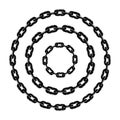 Vector set of black and white metal chain borders