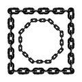 Vector set of black and white metal chain borders