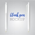 Vector Set of Blank White Pens. Template for advertising and corporate identity. Mock Up Template Ready For Your Design. Vector Royalty Free Stock Photo