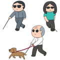 Vector set of blind people