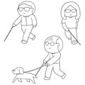 Vector set of blind people