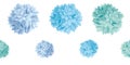 Vector Set of Blue Baby Boy Birthday Party Paper Pom Poms Set Horizontal Seamless Repeat Border Pattern. Great for