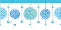 Vector Set of Blue Bay Boy Birthday Party Paper Pom Poms and Beads Set Horizontal Seamless Repeat Border Pattern. Great