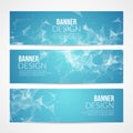 Vector set blue geometric polygonal banners. Technology modern business template. Royalty Free Stock Photo