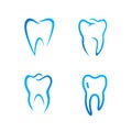 Vector set of blue icons of a tooth - dentist clinic icon on white background Royalty Free Stock Photo