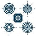 Set of isolated compass roses or wind roses Royalty Free Stock Photo