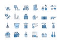 06 Blue linear GARDENING icons set