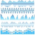 Vector set of blue sound waves. Audio equalizer. Sound & audio waves Royalty Free Stock Photo