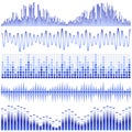 Vector set of blue sound waves. Audio equalizer. Sound & audio waves Royalty Free Stock Photo
