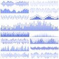 Vector set of blue sound waves. Audio equalizer. Sound & audio waves Royalty Free Stock Photo