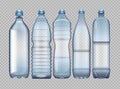 Vector set of blue transparent plastic bottle Royalty Free Stock Photo